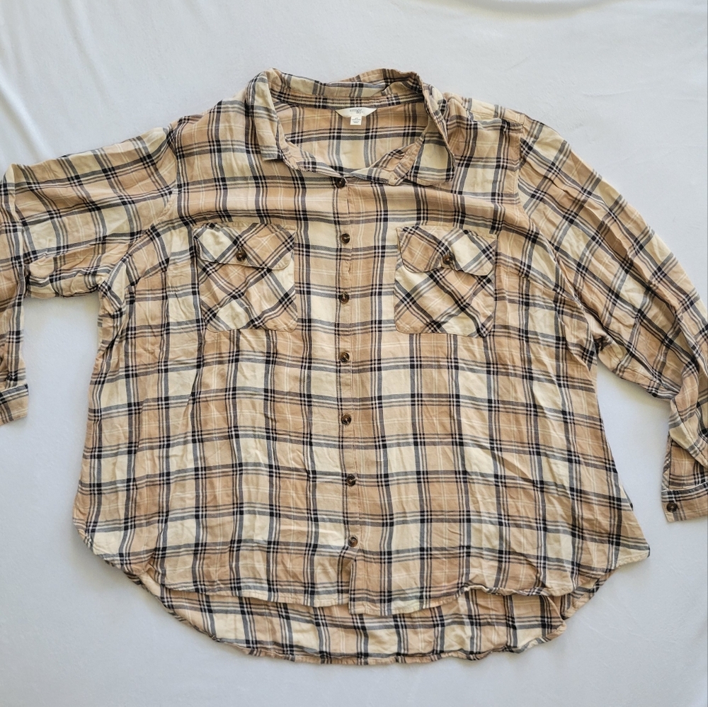 Terra & Sky Navy and Tan Plaid Shirt